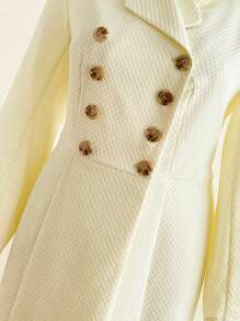 SHEIN Frenchy Plus Size Solid Color Double-Breasted Long Sleeve Elegant Jacket Fall/Winter - Apricot - View 3