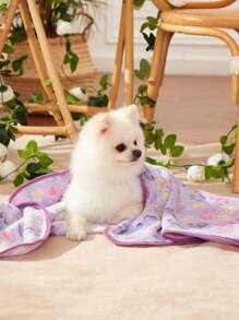 PETSIN Manta de felpa con estampado de patas moradas, manta acogedora y linda para mascotas - Multicolor - Ver 3