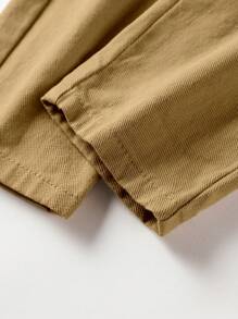Tween Boys Fashionable Casual Denim Cargo Jogger Pants, School, Campus, College Summer Holiday - Khaki - View 4