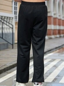 Tween Girl Letter & Star Printed Casual Pants - Black - View 2