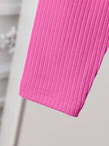 女婴秋冬刺绣蝴蝶结羊毛套头衫和纹理打底裤 2 件套时尚服装