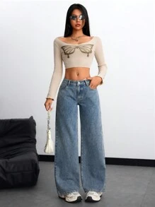 SHEIN ICON Plain Loose Pockets Casual Versatile Baggy Jeans - Light Wash - View 5