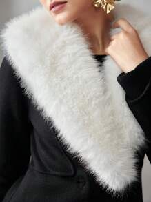 MOTF PREMIUM WOOL CONTRAST FLUFFY COLLAR OVERCOAT