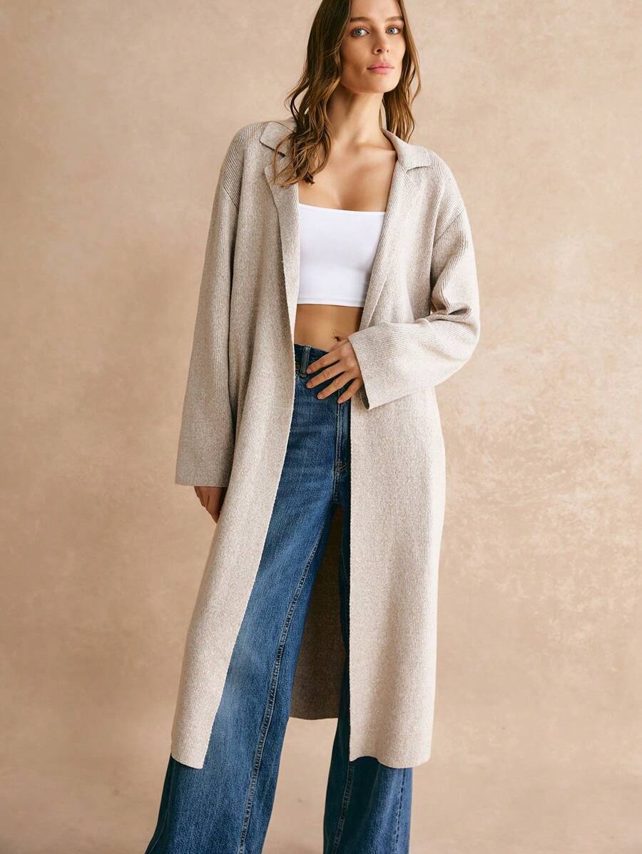 Poéselle Áo khoác cardigan dài rộng rãi màu trơn đơn giản cho nữ, Áo khoác cardigan dệt kim đơn giản màu trơn cho nữ, Quần áo mùa thu cho nữ, Quần áo mùa đông cho nữ, Áo len nữ, Vải ấm mềm mại và thoải mái, Đơn giản và thời trang, Phong cách tiền cũ, Thích hợp cho trang phục hàng ngày trên phố, đi làm, mặc ở nhà, Áo khoác cardigan dài rộng rãi màu kaki đơn giản cho nữ mùa đông, Trang phục thường ngày, FW24 - Màu be - Xem 1