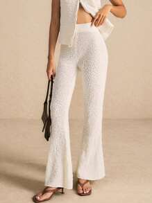 Poéselle Women's Fashion Solid Color Flare Leg Knit Pants FW24