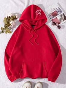 SHEIN 大码女式但上帝没有办法但上帝创造了一种方法基督教套头连帽运动衫新年服装 - 紅色 - 查看 2