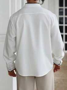 Manfinity Homme Plus Size Men's Color Block Long Sleeve Casual Business Shirt