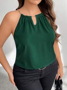 SHEIN Privé Parte superior tipo halter de unicolor elegante para tallas grandes, verano