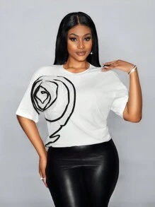 Slaydiva 2024 New Casual Loose Short Sleeve Colorblock Design Women T-Shirt - White - View 3