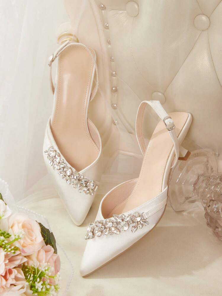 CUCCOO HITCHD New Summer Summer Luxury Crystal Rhinestone Encrusted High Heel Sandals, Peach & Nude Color, Satin Fabric, Stiletto Heel, Party/Wedding Heels For Women Summer Shoes Summer Break Easter Prom Heels For Christmas Valentine's Day Elegant Shoes Wedding Shoes Summer Shoes Bride Shoes