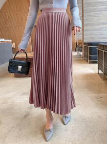 DAZY Women Casual Simple Solid A-Line Pleated Skirt For Autumn Winter Women Skirts