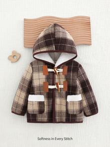 Cozy Pixies Kurtka z kapturem dla chłopca, uniwersalna, z guzikami z żywicy w kontrastowym kolorze, jesienne ubrania