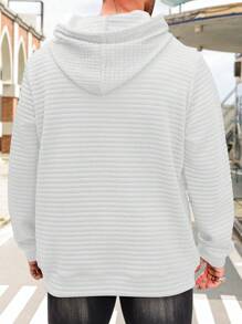 Manfinity Homme Plus Size Solid Color Kangaroo Pocket Drawstring Hoodie, Fall