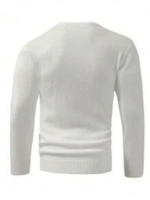 Manfinity Homme Plus Size Men Geometric Patterned Crew Neck Long Sleeve Casual Pullover Sweater, Autumn/Winter