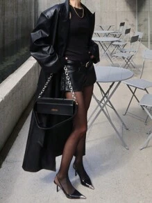 DAZY Veste longue décontractée à manches longues pour femmes, vêtement d'extérieur régulier de couleur unie pour l'automne