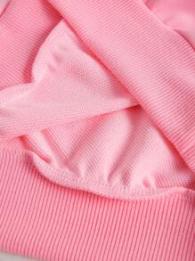 Slogan Graphic Drop Shoulder Sweatshirt - Pink - View 6