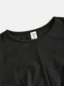SHEIN 2 Stücke/Set Tween Mädchen Legeres Figurbetontes Crew-Neck T-Shirt mit Tunnelzug und Utility Hose, bequem und modisch