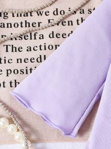 2 Stücke/Set Baby Mädchen Bequemes geripptes Sweatshirt und Schleifenakzent Rock Set, Herbst/Winter