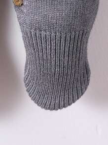 Pelele de suéter para niños pequeños con cuello, mono de punto de manga larga con pantalones con pies, mono versátil gris y gris oscuro para recién nacidos e infantes, cómodo y cálido para otoño/invierno