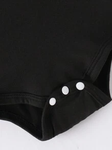 男婴趣味火鸡印花长袖连体衣，感恩节秋季款 - 黑色 - 查看 4