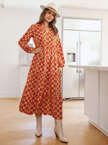 SHEIN LUNE Vestidos largos de mujer de viscosa - Multicolor - Ver 3