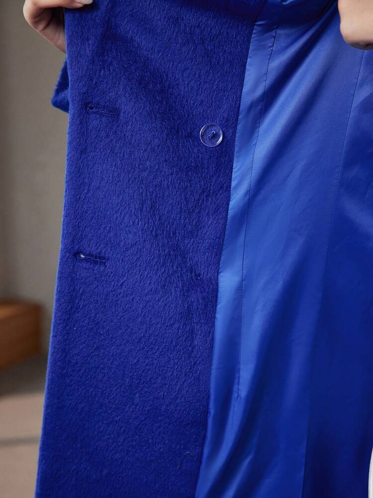 WOOL PEAK COLLAR FLAP POCKET BUCKLE BELTED PEA OVERCOAT