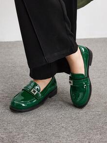 CUCCOO BIZCHIC Giày lười đế bằng thời trang nữ giản dị đa năng - màu xanh lá - Xem 3