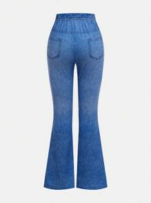 SHEIN 2pcs Tween Girl Knitted Halter Flare Sleeve Crop Top & Flare Hem Bowknot Pants Set, Fashion Fall/Winter Outfit - Multicolor - View 6