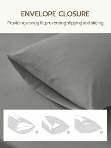 1个纯色枕套，不含枕芯，柔软，抗皱，不易褪色，透气，无填充物，可机洗，通过Oeko-Tex认证 - 灰色 - 查看 6