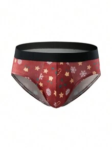 3pcs/Pack Men's Snowflake Print Comfortable Triangular Underwear - Multicolor - View 5