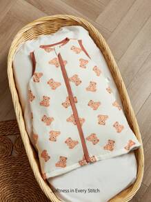 1pc Cozy Pixies Thick & Soft Fleece Sleeveless Bear Sleeping Bag, Warm For Fall/Winter Oeko-Tex Certified - Multicolor - View 1