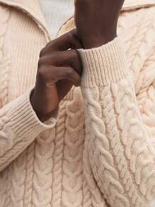 BizChic 圣诞卡其色休闲长袖针织毛衣 T 恤，时尚复古风格女士办公室服装，春夏 - 卡其色 - 查看 5