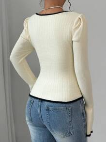 RosyDaze Casual Colorblock Bell Sleeve Sweater, Autumn/Spring