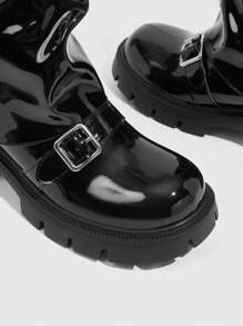 CUCCOO GRLICON Women's Chunky Heel Mid-Calf Boots, Y2K Punk Style, Suitable For Halloween, Christmas, Party Outfits - Black - View 5