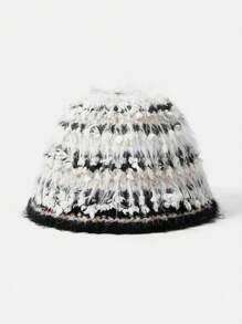 SHEIN ICON 1 pieza Gorro de punto de contraste de color básico y lindo para mujer, adecuado para uso casual