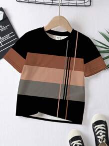 SHEIN Camiseta casual simples de manga curta com gola redonda para o verão
