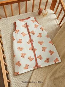 1pc Cozy Pixies Thick & Soft Fleece Sleeveless Bear Sleeping Bag, Warm For Fall/Winter Oeko-Tex Certified - Multicolor - View 2