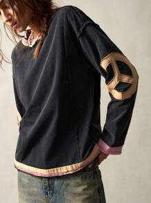 Bohemela Oversized Relaxed Fit Knitted Crewneck Sweatshirt For Women,Long Sleeve Tops In Fall/Winter - Black - View 4