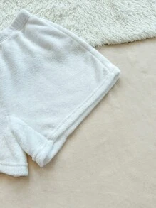 Panda Pattern Double-Sided Flannel Women Sleepwear Bottoms - White - View 6