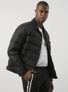 Manfinity VCAY Men's Casual Collared Fitted Padded Coat, Autumn/Winter - Black - View 6