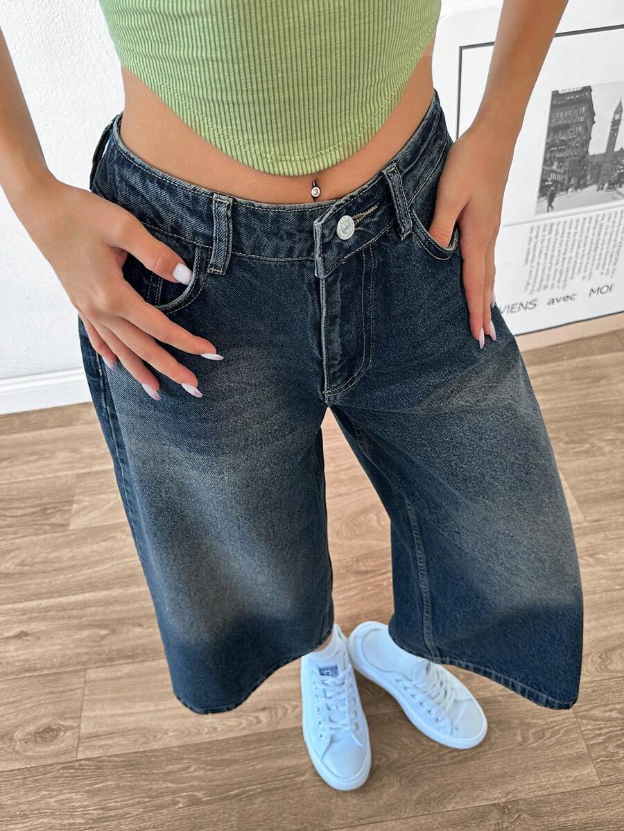 RueChic Y2K VINTAGE LOW RISE BERMUDA JEANS