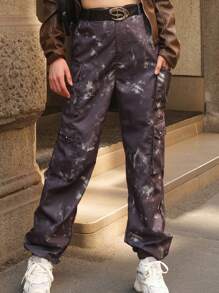 SHEIN Teen Girls 2024 Fall/Winter New Streetwear Camouflage Cargo Pants - Multicolor - View 1