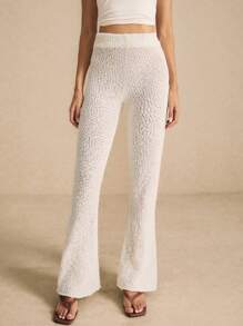 Poéselle Women's Fashion Solid Color Flare Leg Knit Pants FW24