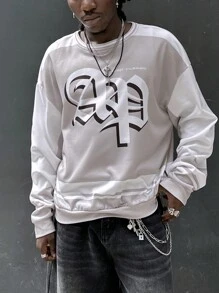 Manfinity VCAY Men's Letter And Number Print Crew Neck Long Sleeve Sweatshirt
