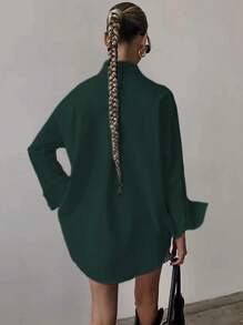 QIANZHIDU Camisa de mujer Elva de unicolor, de manga larga, holgada, para entrevistas de trabajo, ir a la oficina y uso casual minimalista. Adecuada para volver al colegio, graduación, oficina, primavera, verano y otoño. Simple y elegante, apropiada para primavera, verano y otoño. Camisa holgada, ropa de mujer para primavera, verano y otoño. Vestimenta elegante para mujer. Atuendo para el Día de San Valentín y Año Nuevo.