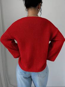 Chiquease Casual Solid Color Front Tied Design Long Sleeve Cardigan, Autumn For New Year Clothes - Red - View 2