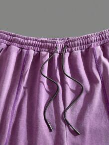 Manfinity VCAY Men's Casual Loose Drawstring Waist Cargo Shorts With Pockets - Purple - View 5