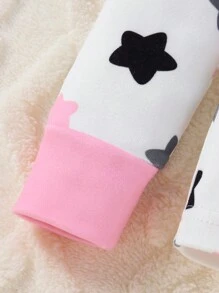 Conjuntos a juego para hermanos (se venden por separado 2 sets) Conjunto de pijama de 2 piezas de niña joven con pantalón largo y top de manga larga con estampado minimalista de estrellas en un diseño cómodo y ajustado - Rosa - Ver 5