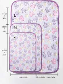 PETSIN Manta de felpa con estampado de patas moradas, manta acogedora y linda para mascotas - Multicolor - Ver 2