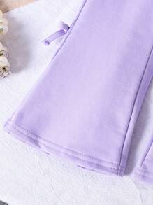 2 Stücke/Set Baby Mädchen Bequemes geripptes Sweatshirt und Schleifenakzent Rock Set, Herbst/Winter